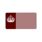 Klassieke Keep Calm Crown op Bourgogne Red Etiket (Voorkant)