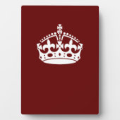 Klassieke Keep Calm Crown op Bourgogne Red Fotoplaat (voorkant)
