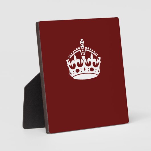 Klassieke Keep Calm Crown op Bourgogne Red Fotoplaat (Voorkant)