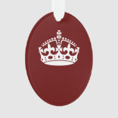 Klassieke Keep Calm Crown op Bourgogne Red Ornament (voorkant)