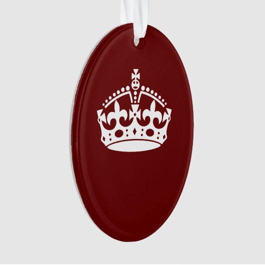 Klassieke Keep Calm Crown op Bourgogne Red Ornament (voorkant)