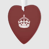 Klassieke Keep Calm Crown op Bourgogne Red Ornament (voorkant)
