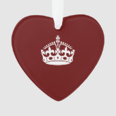 Klassieke Keep Calm Crown op Bourgogne Red Ornament (voorkant)