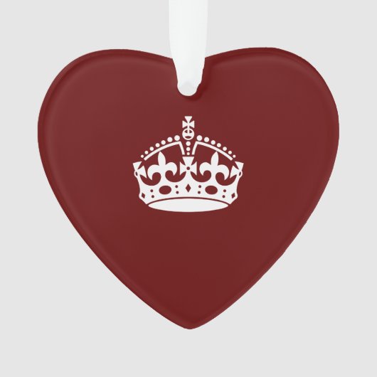 Klassieke Keep Calm Crown op Bourgogne Red Ornament (voorkant)