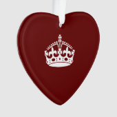 Klassieke Keep Calm Crown op Bourgogne Red Ornament (voorkant)