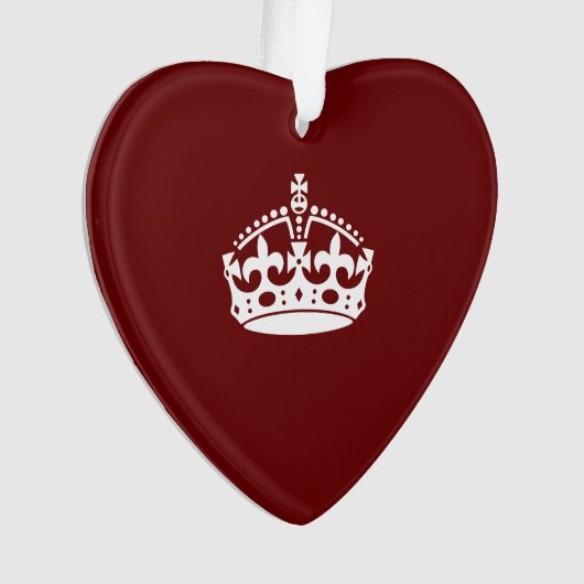 Klassieke Keep Calm Crown op Bourgogne Red Ornament (voorkant)