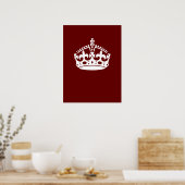 Klassieke Keep Calm Crown op Bourgogne Red Poster (Keuken)