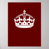 Klassieke Keep Calm Crown op Bourgogne Red Poster (Voorkant)