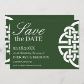 Klassieke Keltische Knoop Groen Handfasting Save The Date (Voorkant / Achterkant)