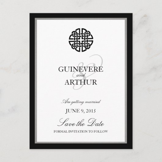Klassieke Keltische Love Knot Wedding Save the Dat Aankondigingskaart (Voorkant)