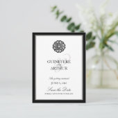 Klassieke Keltische Love Knot Wedding Save the Dat Aankondigingskaart (Staand voorkant)