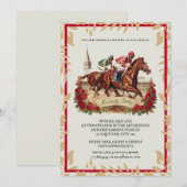 Klassieke Kentucky Derby Uitnodiging Rode Rozen Jo (Voorkant / Achterkant)