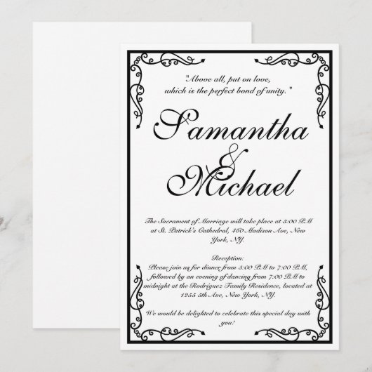 Klassieke Kerk Bruiloft Kaart (Voorkant / Achterkant)