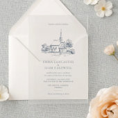 Klassieke kerk locatie schets minimalistische brui kaart