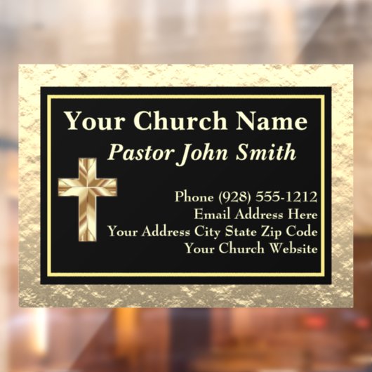 Klassieke kerk pastor goud en zwart raamsticker (Vel 2)
