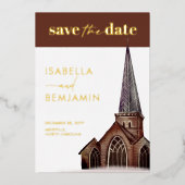 Klassieke Kerk Religieuze Bruiloft Save The Date Folie Uitnodiging (Voorkant)