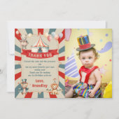 Klassieke Kermis Circus & Dieren Verjaardagsfoto Bedankkaart (Voorkant)