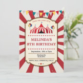 Klassieke kermis verjaardagsfeest uitnodigingen (Staand voorkant)