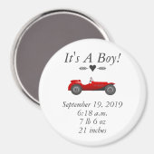 Klassieke kernen dozen met zoete rode rugro-auto magneet (Voorkant / Achterkant)