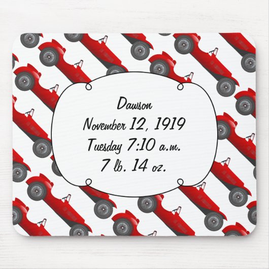 Klassieke kernen dozen met zoete rode rugro-auto muismat (Voorkant)