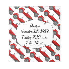 Klassieke kernen dozen met zoete rode rugro-auto notitieblok