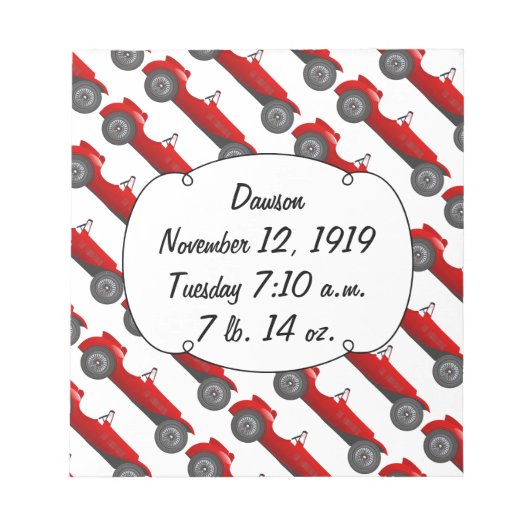 Klassieke kernen dozen met zoete rode rugro-auto notitieblok (Voorkant)