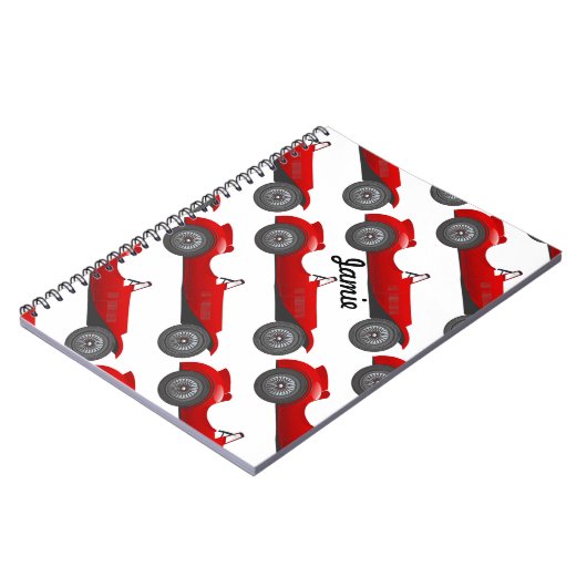 Klassieke kernen dozen met zoete rode rugro-auto notitieboek (Linkerzijde)