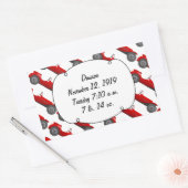 Klassieke kernen dozen met zoete rode rugro-auto rechthoekige sticker (Envelop)