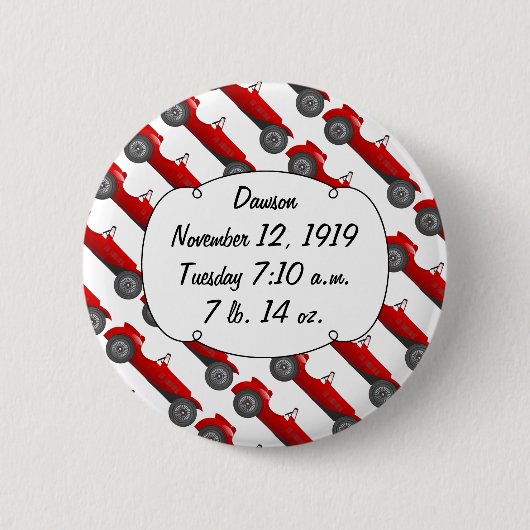 Klassieke kernen dozen met zoete rode rugro-auto ronde button 5,7 cm (Voorkant)