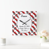 Klassieke kernen dozen met zoete rode rugro-auto vierkante klok (Huis)