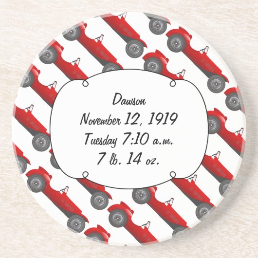 Klassieke kernen dozen met zoete rode rugro-auto zandsteen onderzetter (Voorkant)