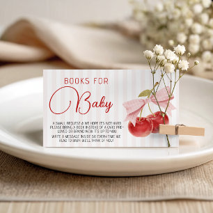 Klassieke Kersen Baby Shower Boekverzoek Informatiekaartje