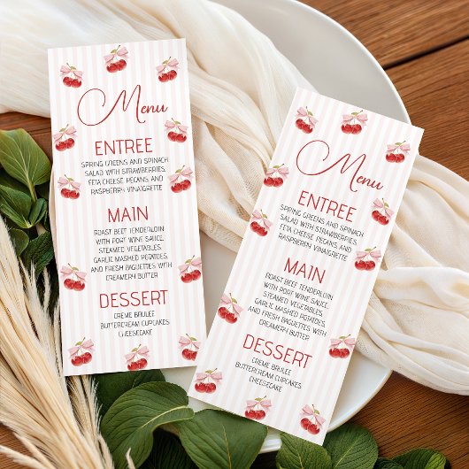 Klassieke Kersen Baby Shower Menukaart