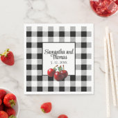 Klassieke kersen zwart wit geruit servet (Insitu)