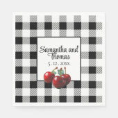 Klassieke kersen zwart wit geruit servet (Voorkant)