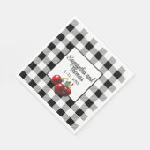 Klassieke kersen zwart wit geruit servet (Hoek)