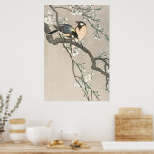 Klassieke kersenbloesem- en vogel-schildering poster (Keuken)