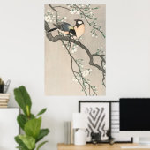 Klassieke kersenbloesem- en vogel-schildering poster (Thuiskantoor)