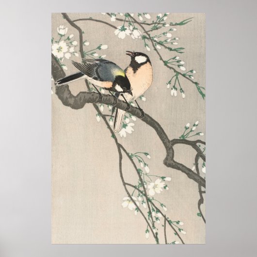 Klassieke kersenbloesem- en vogel-schildering poster (Voorkant)