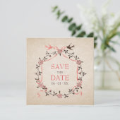 Klassieke Kersenbloesem Zwaluwen Save the Date kaa (Staand voorkant)