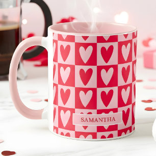 Klassieke Kersenrode Harten Valentijnsdag Cadeau Mok