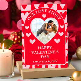 Klassieke Kersenrode Harten Valentijnsdag Cadeaufo Feestdagenkaart