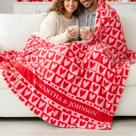 Klassieke Kersenrode Hartjes Valentijns Cadeau Fleece Deken