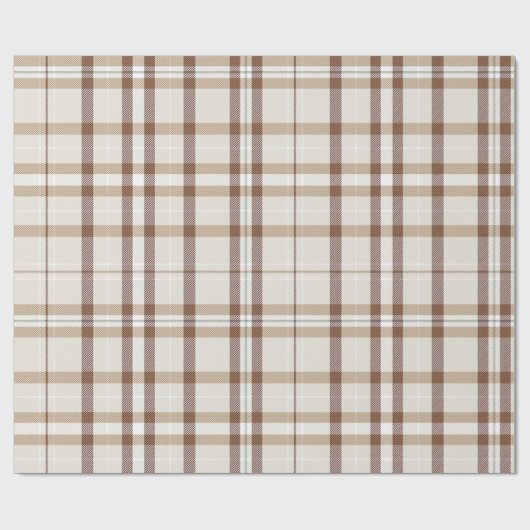 Klassieke kerst Beige en Crème Plaid Cadeaupapier (Vlak)