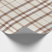Klassieke kerst Beige en Crème Plaid Cadeaupapier (Hoek)