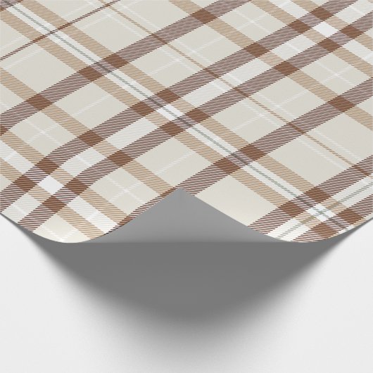 Klassieke kerst Beige en Crème Plaid Cadeaupapier (Hoek)