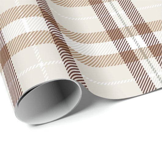 Klassieke kerst Beige en Crème Plaid Cadeaupapier (Rol Hoek)