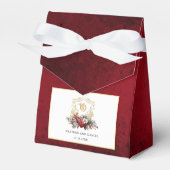 Klassieke Kerst Bloemen Crest Monogram Bruiloft Bedankdoosjes (Voorkant Zijde)