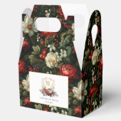 Klassieke Kerst Bloemen Crest Monogram Bruiloft Bedankdoosjes (Geopend)