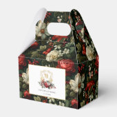 Klassieke Kerst Bloemen Crest Monogram Bruiloft Bedankdoosjes (Voorkant Zijde)